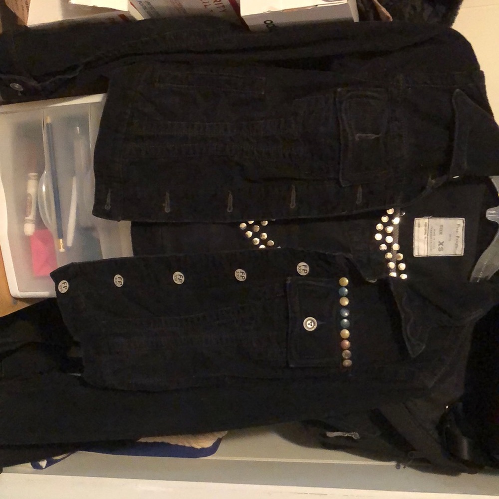 Black corduroy Free People heart jacket. Size XS
